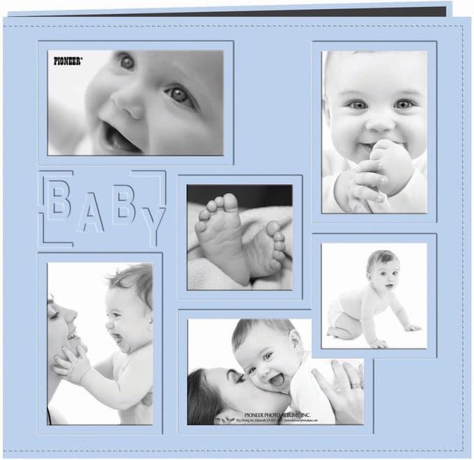 Pioneer - Baby - Blue Embossed Collage Frame Post Bound Album 12"X12" (MB10COL BB)