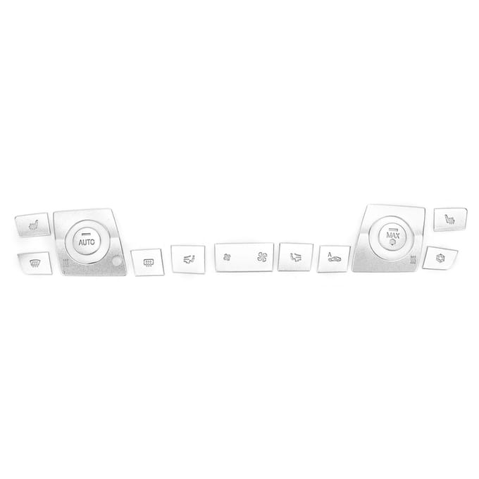 Ensemble de 13 pièces Autocollants Boutons Interrupteurs Climatisation Argent Remplacement pour Série 3 F30 2013‑2018 Type A white