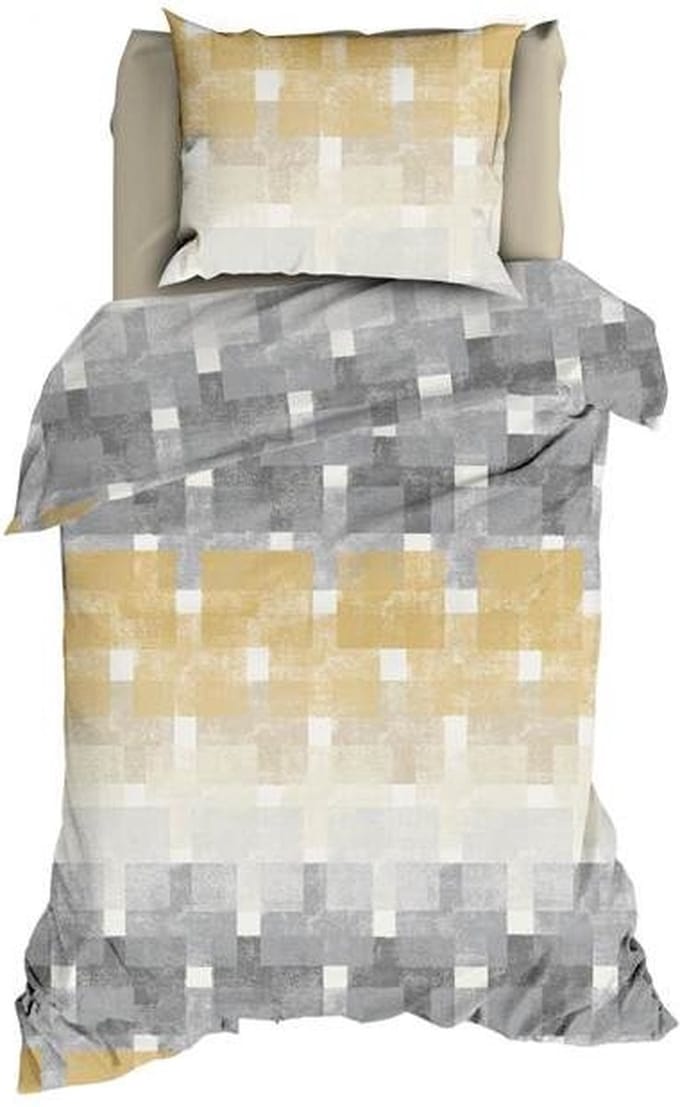 Romanette Brixen Dekbedovertrek - Eenpersoons - 140x200/220 cm - Beige/Grijs