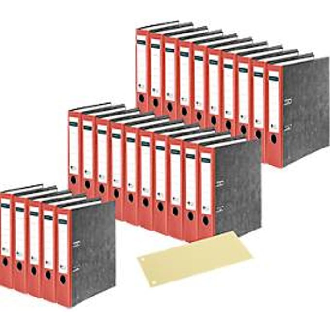 Schäfer Shop Select  ordner, A4-formaat, rug van 50 mm, 20 stuks, rood + GRATIS scheidingsstroken, geel, 100 stuks