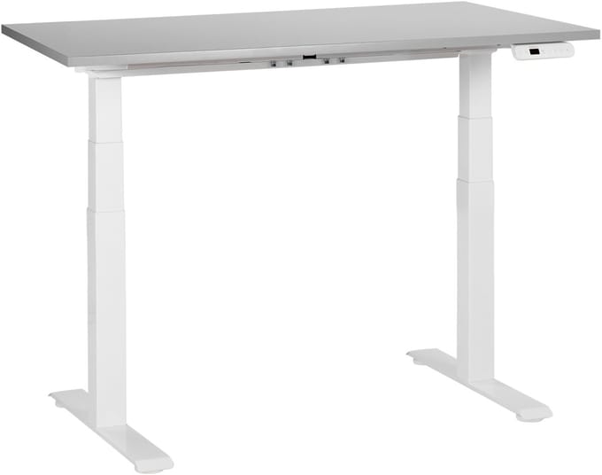 DESTINES - Elektrisch verstelbaar bureau - Grijs/Wit - Spaanplaat