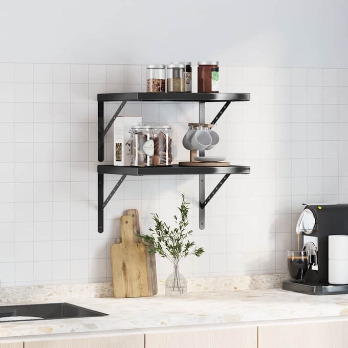 vidaXL - Wandschappen - 2 - st - 50x40 - cm - roestvrijstaal - zwart