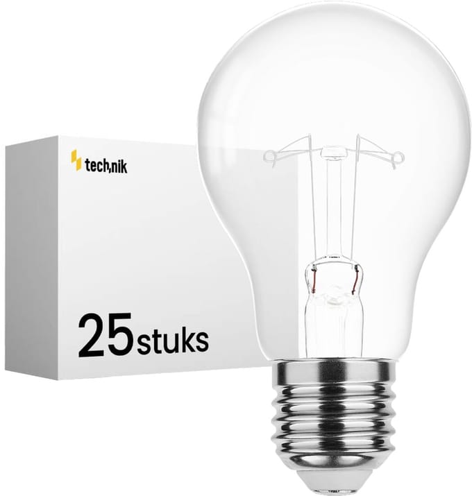 Technik E27 Wolfraam-Gloeilamp Dimbaar 60W - 2700K - Warm Wit - Gloeilamp Globe A55 - 25 stuks