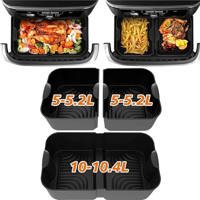 3 Grote Siliconen Vormen voor Luchtfriteuse - Accessoireset voor 10L Friteuses