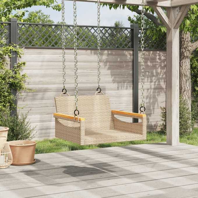 vidaXL - Schommelbank - 63x62x40 - cm - poly - rattan - beige