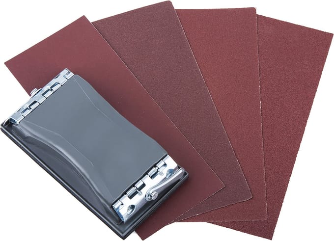 wolfcraft - Schuurpapier set incl. Handschuurblok - 41 stuks - Korrel 60 / 80 / 120 / 180 - 2877000