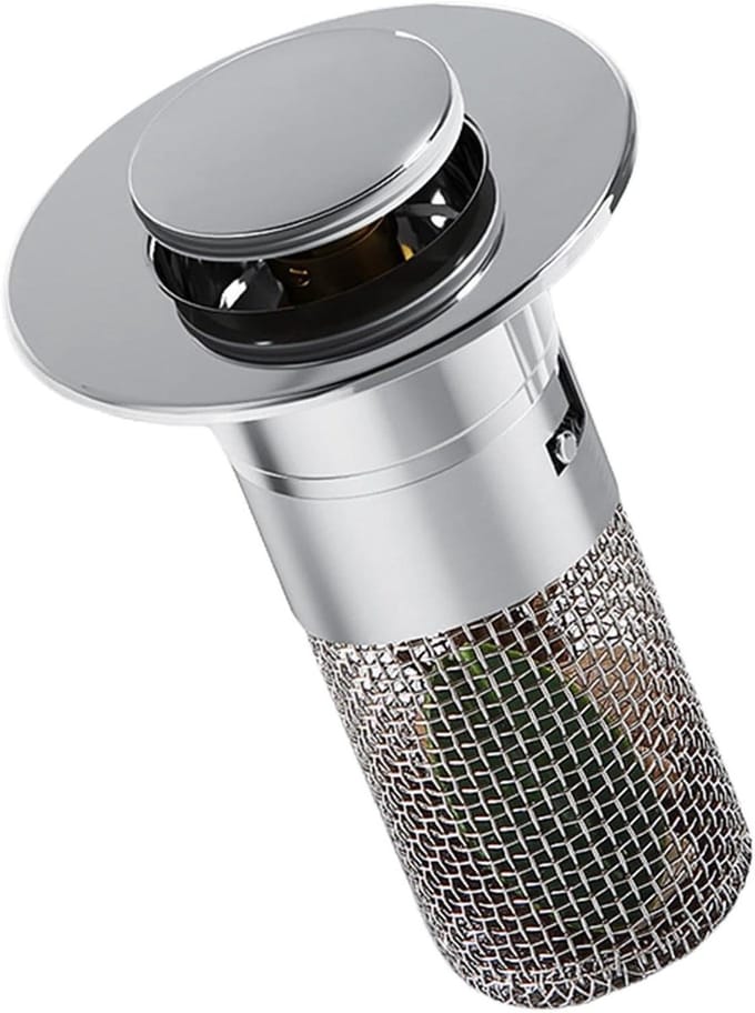 Wastafel Stopper - Afvoerplug Haarvanger - Verstopping Voorkomen - Ingebouwde Haarvanger - 6x8cm - Zilver