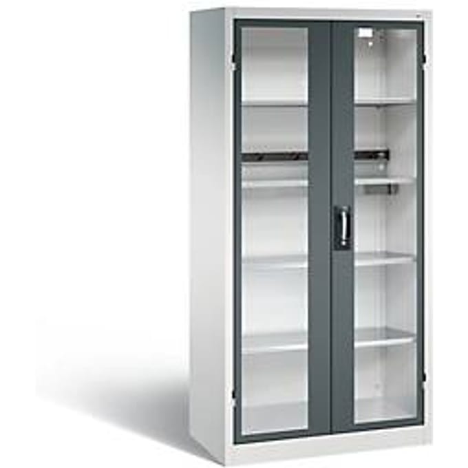 C+P Basic batterijlaadkast met kijkvenster van acrylglas, H 1950 x B 930 x D 500 mm, lichtgrijs/antraciet