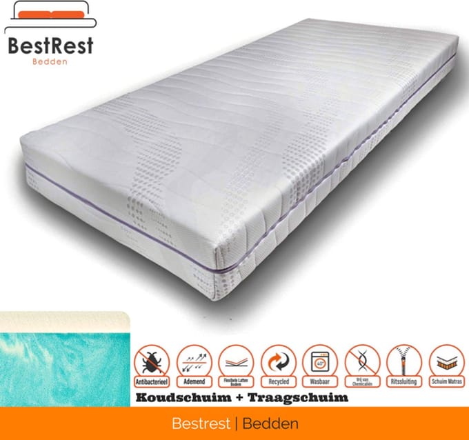 Duo Matras Luxe Koudschuim + Traagschuim - 22cm matrasdikte - 100x200cm