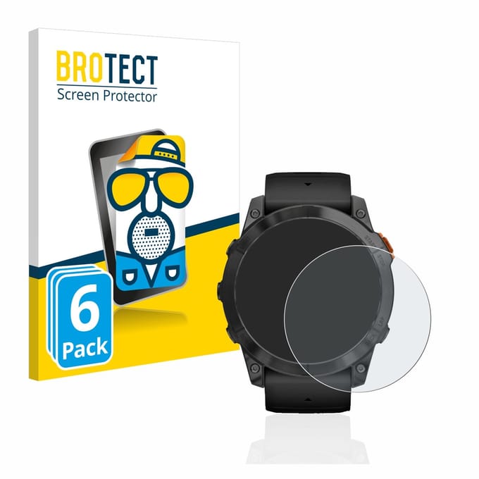 BROTECT - Screenprotector voor Garmin Fenix 7X Pro Solar (51 mm) - Folie Beschermfolie matte 6 Stuks
