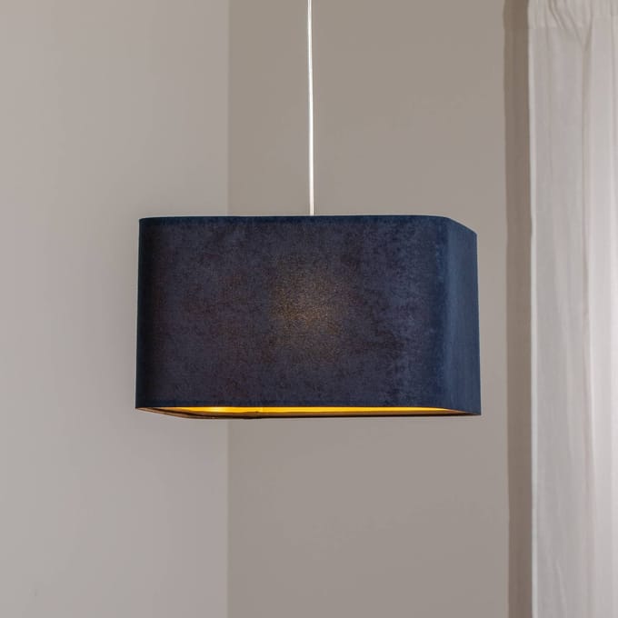 Maco Design Kwadro hanglamp, donkerblauw, 40 x 40 cm, velours stof