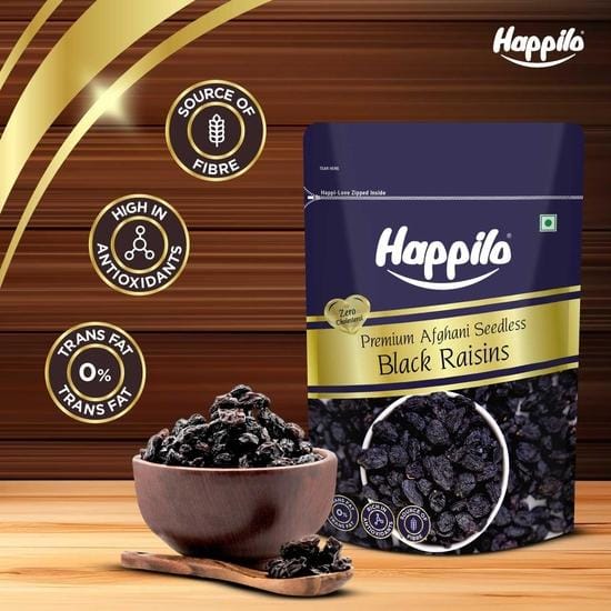 Happilo Premium Afghaanse Pitloze Zwarte Rozijnen, 250g beige