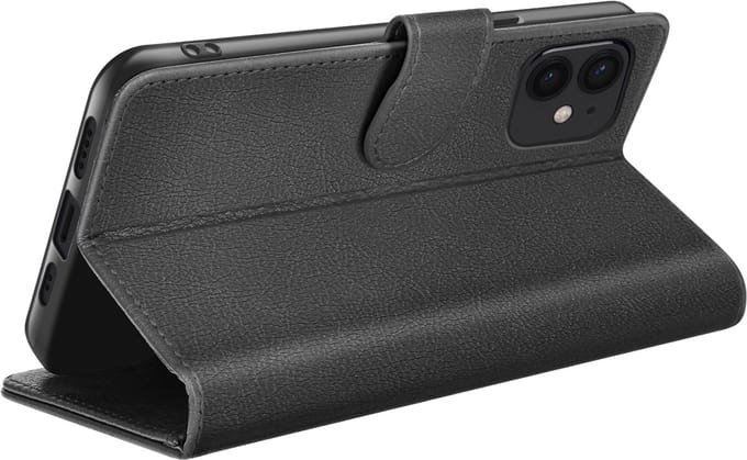 Zanae, Hoesje geschikt voor iPhone 12 mini - Wallet Case & Magneetsluiting, Zwart