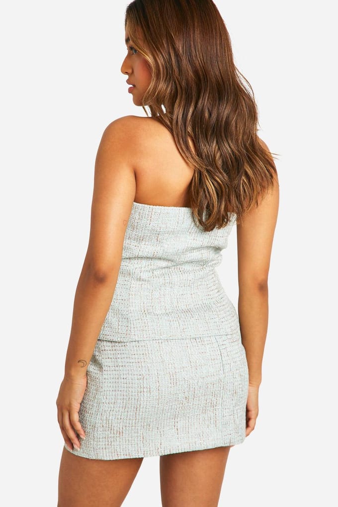 boohoo Dames Petite Boucle Tailored Bandeau Top | Munt | Maat: 42