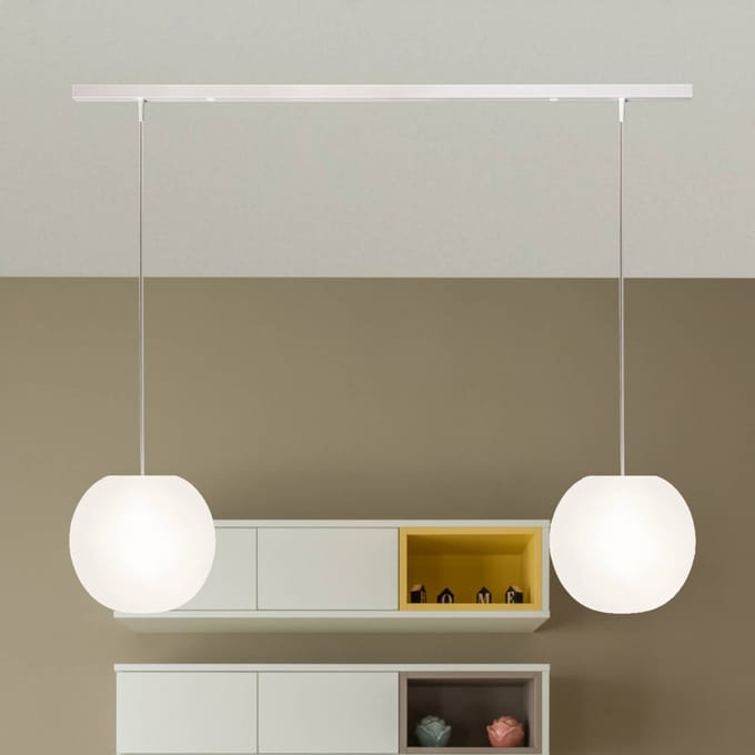 Casablanca hanglamp Acai, wit, lang, 2-lamps, Ø 21 cm, E27