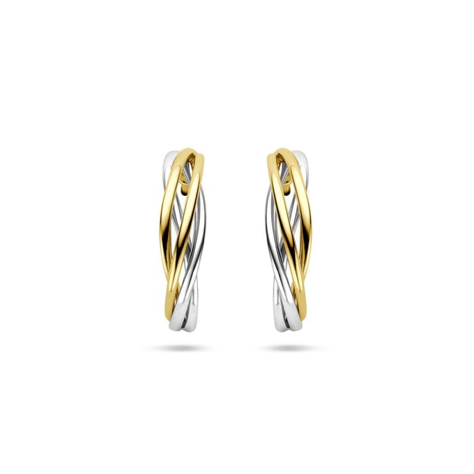 14K bicolor gouden geel/wit stekeroorringen 17 mm - 4209105