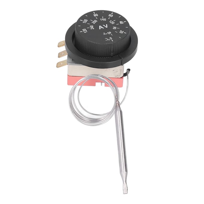 Instelbare Elektrische Ventilator Thermostaatschakelaar 3-pins Ontwerp Temperatuurregeling Sonde Kit gray
