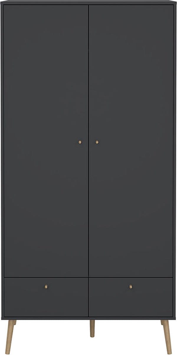 Bodo kledingkast 200x99x58cm, 2 deuren, 2 lades matgrijs.
