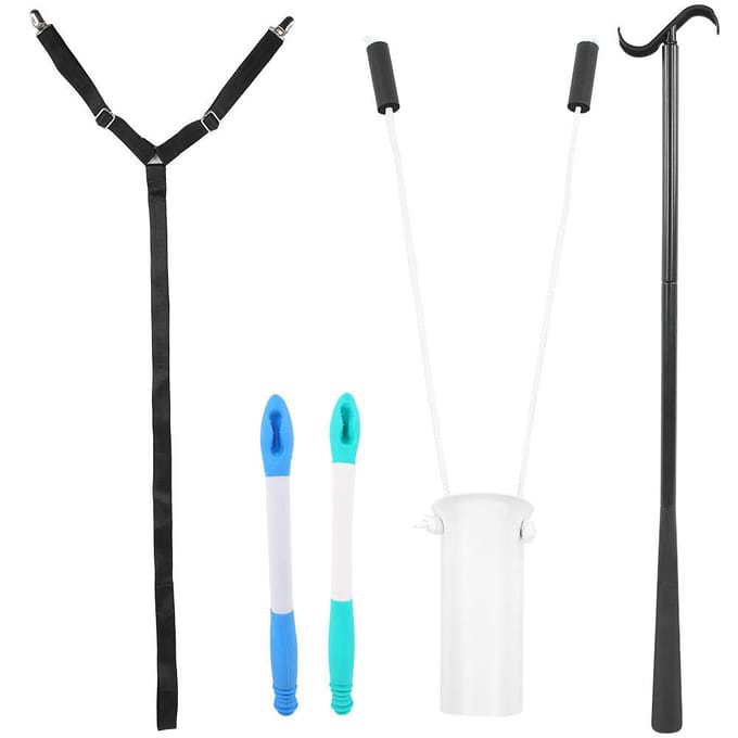 Sokkenhulp Toilet Hulpmiddelen Tool Lange Aankleedstok Clip Trek Aankleedhulp Riem Set voor Ouderen black