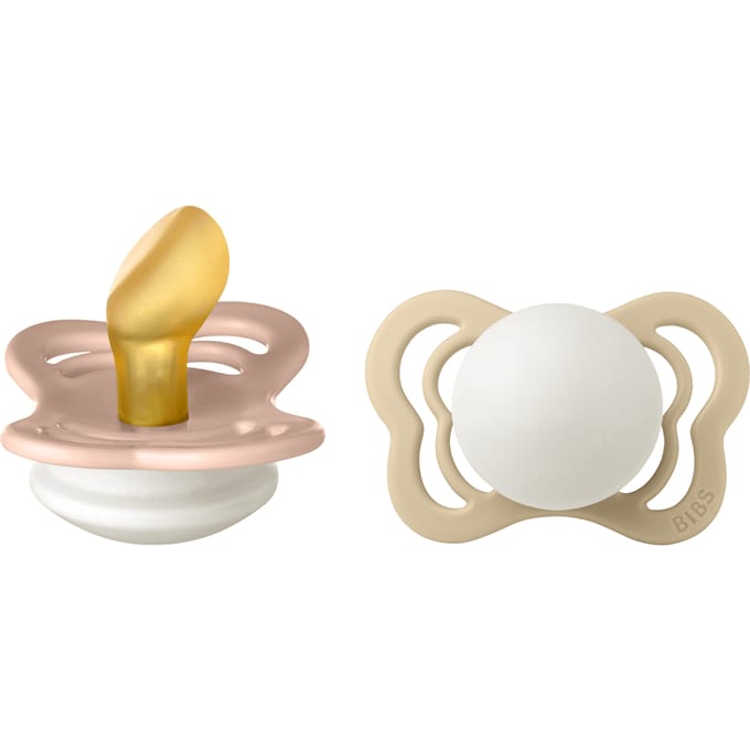 BIBS Couture 2 Pack Latex Maat 1 Blush Gloed/Vanillegloed 2 st