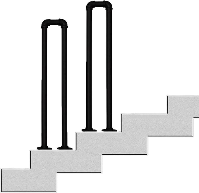 Buiten trapleuning - Steunrail terras - Veilig traplopen - Echt smeedijzer - 95cm - Mat zwart