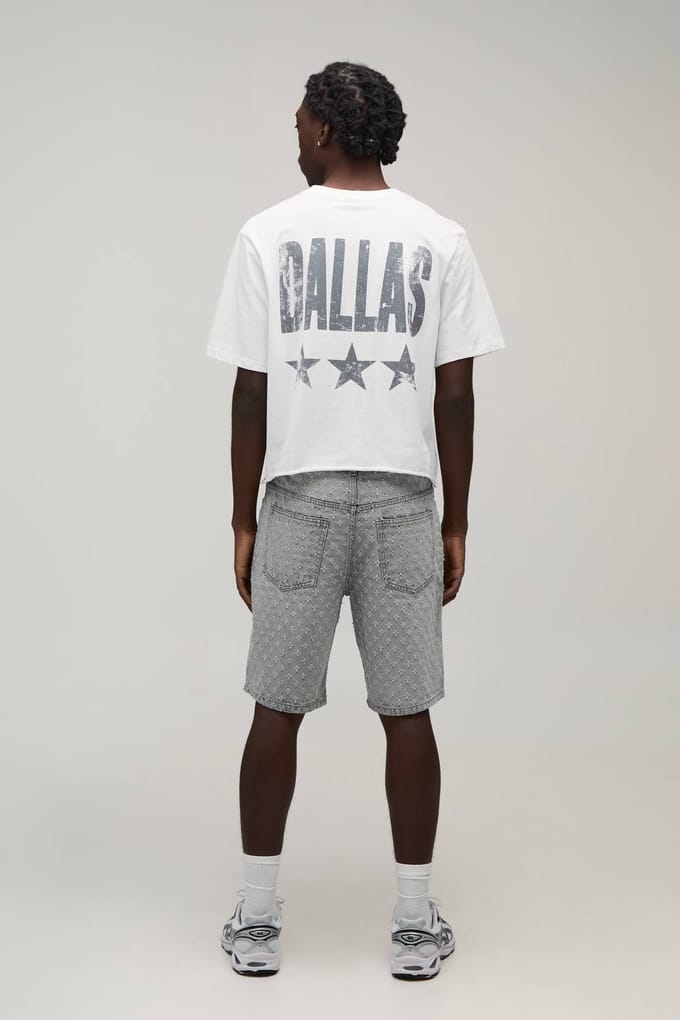 Relaxed Distressed Denim Short | Grey | Size 42