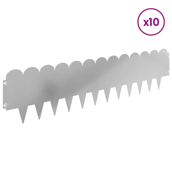 vidaXL - Gazonrand - 10 - st - 103 - x - 25 - cm - Staal - Zilverkleurig