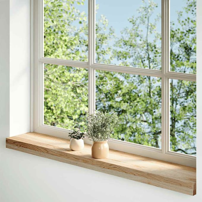 vidaXL - Vensterbanken - 2 - st - onbehandeld - 90x15x2 - cm - massief - eikenhout