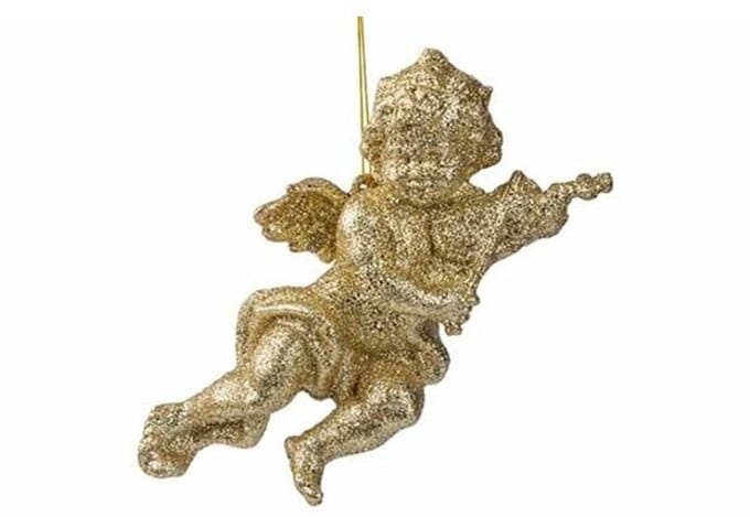 Engel Hanger Viool Goud Glitter – 30 cm