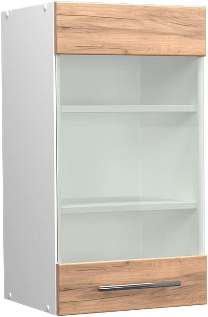 Hangglaskast Keukenmodule 40 cm Modern met Glazen Deur en Opbergruimte