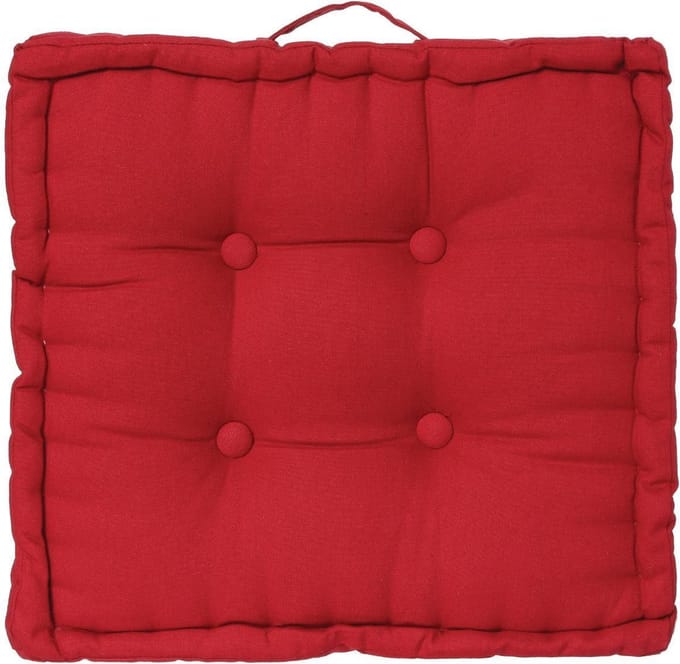 Atmosphera Deluxe Vloerkussen 40x40x8cm met handvat en 4 knopen - Rood