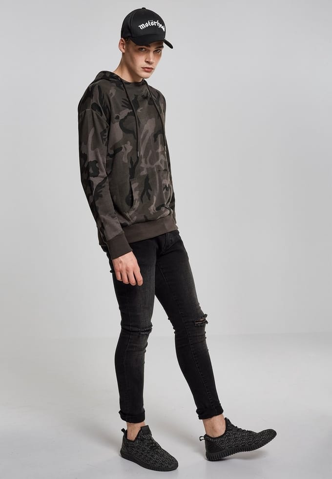 Urban Classics - High Neck Camo Hoodie/trui - M - Zwart/Zwart