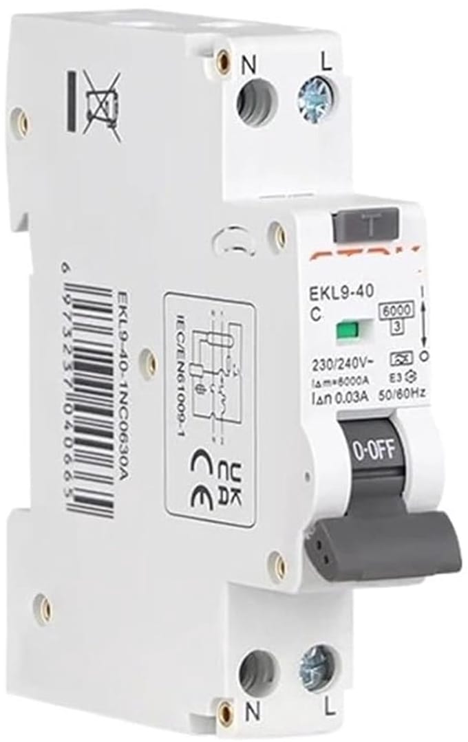 Aardlekautomaat - Zekering - Veiligheid Elektrische - Lek & Overstroom - 6KA 40A - Grijs