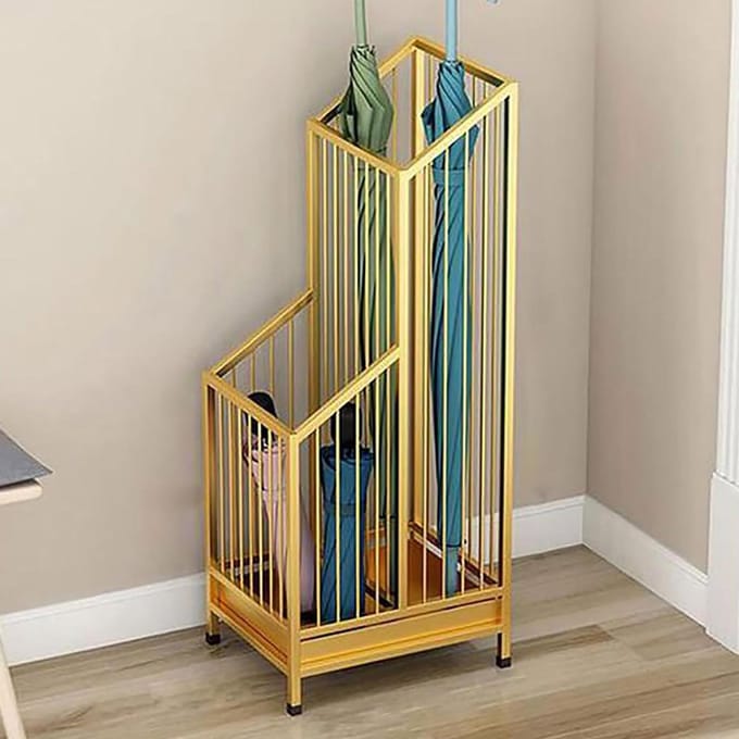 Parapluhouder - Entree Organizer - Hal Opruimen - Met Afvoerbak - 62x25x20cm - Goud