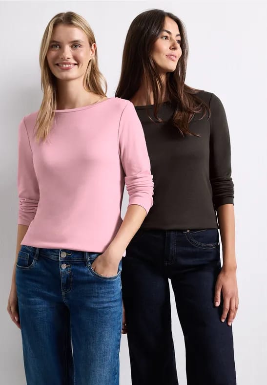 Set van 2 longsleeves met boothals