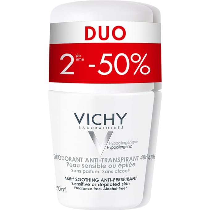 Vichy Deodorant Gevoelige - Geëpileerde Huid 48u Roller 2x50ml