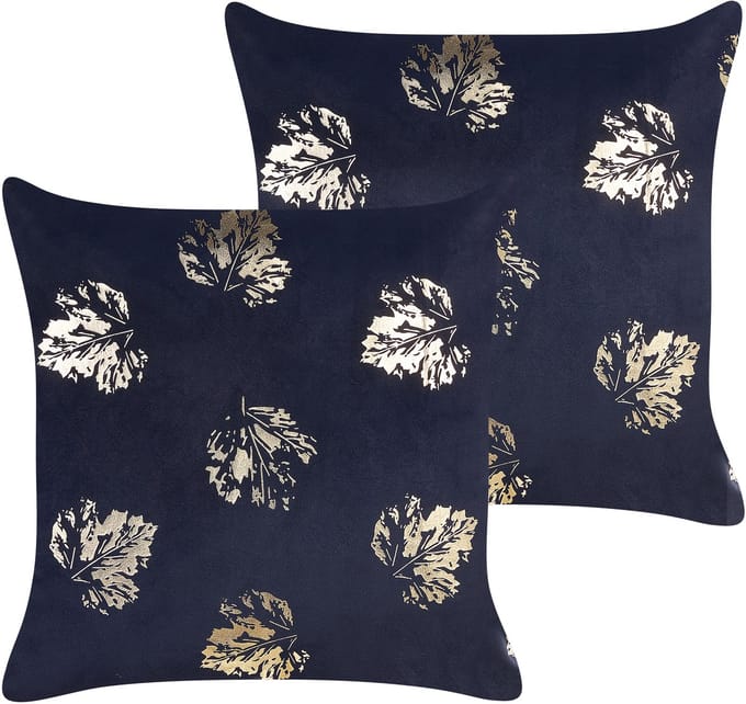 GOLDENROD - Sierkussen set van 2 - Zwart - 45 x 45 cm - Fluweel