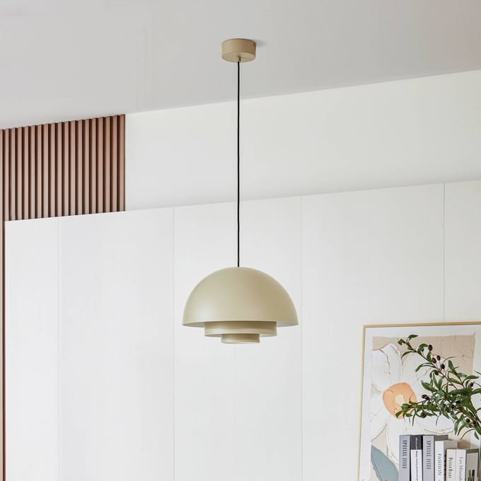 Lucande Nymara hanglamp, beige, aluminium, Ø 40 cm