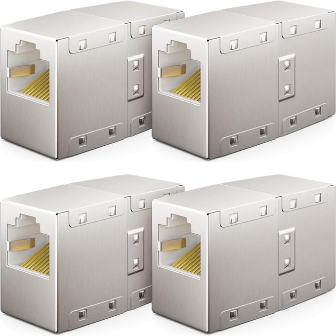 4 Stuks RJ45 Coupler - Gigabit LAN-Kabel Uitbreiding