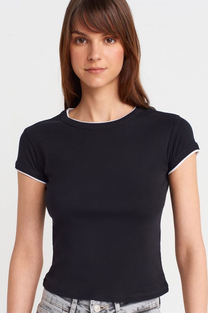 Dames Slim Fit Katoenen Crop T-Shirt