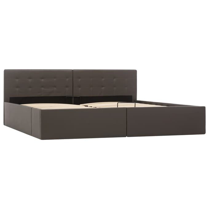 vidaXL - Bedframe - met - opslag - hydraulisch - kunstleer - grijs - 180x200 - cm