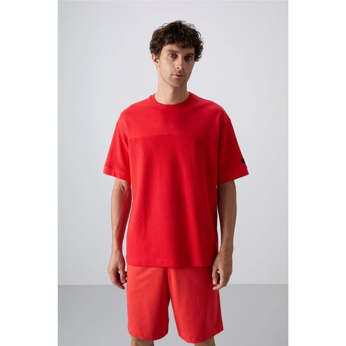 Overmaatse Katoenmix Crew Neck T-Shirt