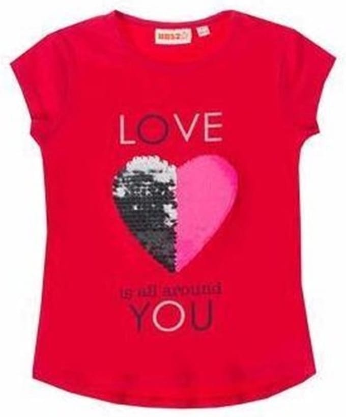 T-SHIRT MET HART IN OMKEERBARE PAILLETTEN