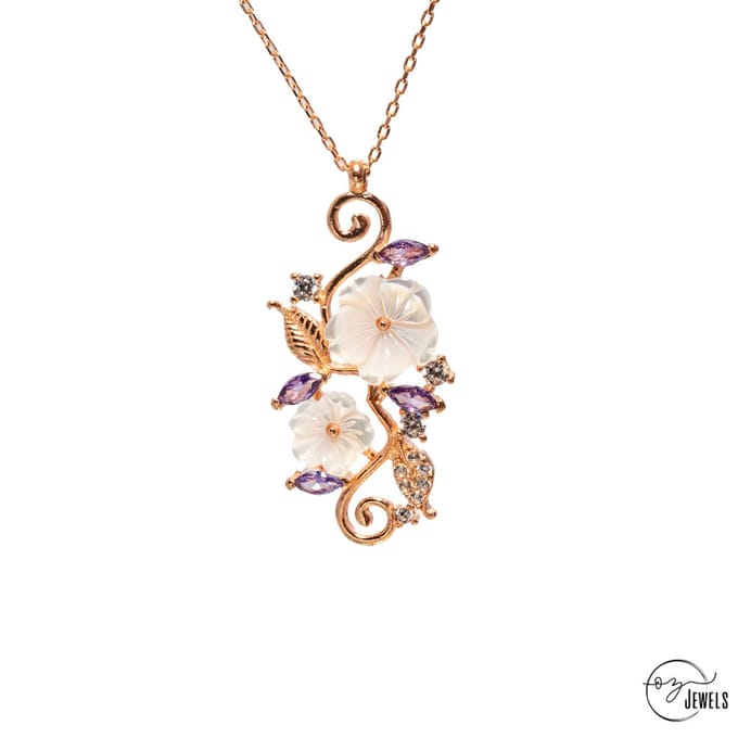 OZ Jewels – Liefdestuin Magnolia Ketting – Roségoud – Amethist – Dames