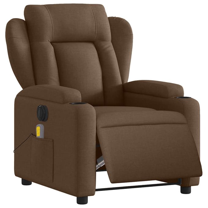 vidaXL - Massagestoel - elektrisch - verstelbaar - stof - bruin