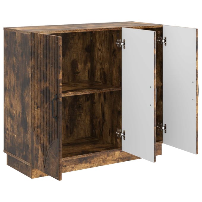 vidaXL - Dressoir - Gerookt - eiken - 89 - x - 34,5 - x - 77 - cm - Bewerkt - hout