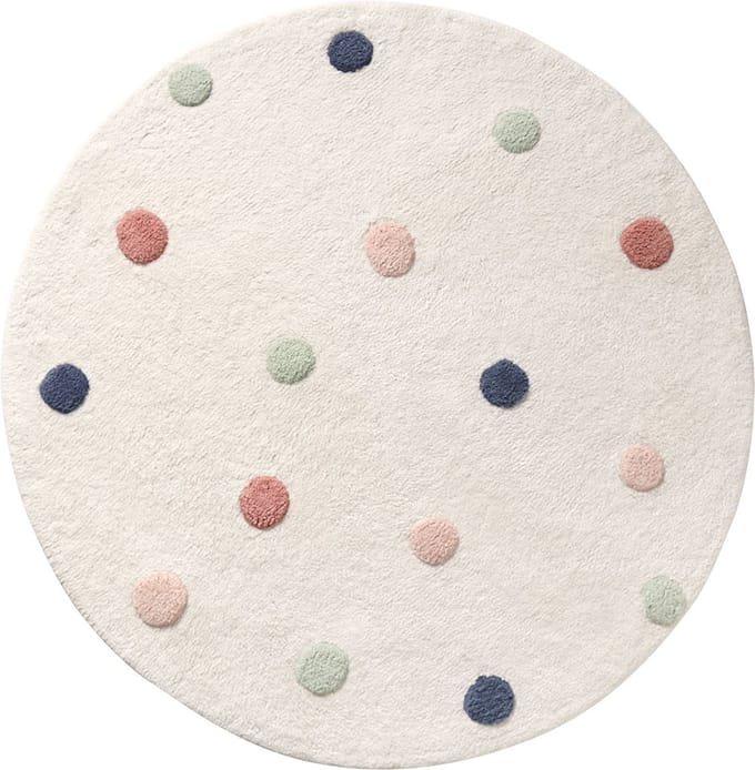 Petite Amélie Kindervloerkleed - 100% Katoen - Ø110 cm - Wit met Stippen