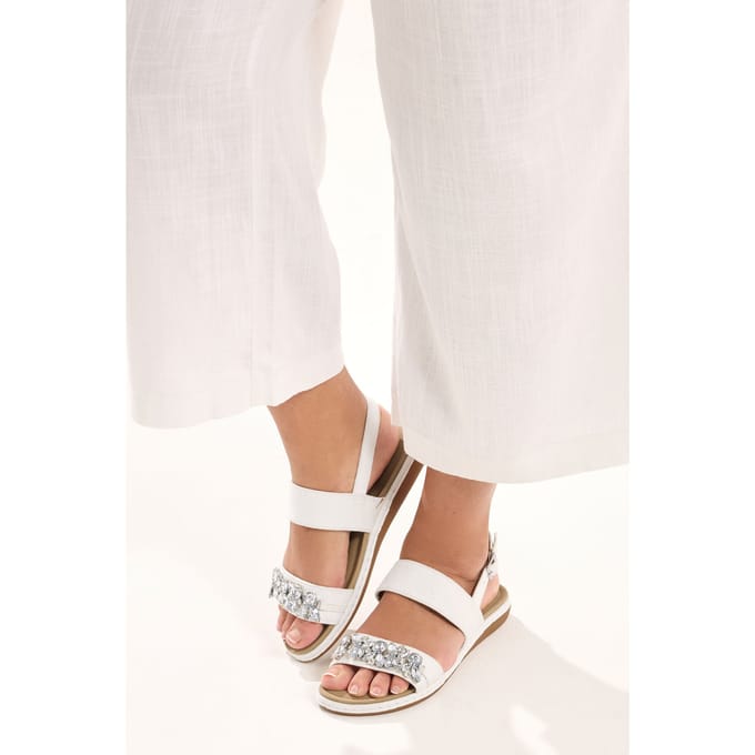 Yours Witte Sandalen Met Strasssteentjes In Extra Brede Eeepasvormsize 42EEE