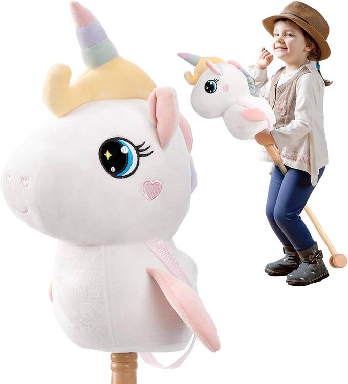 Unicorn Stick Paard voor Peuters - Wit