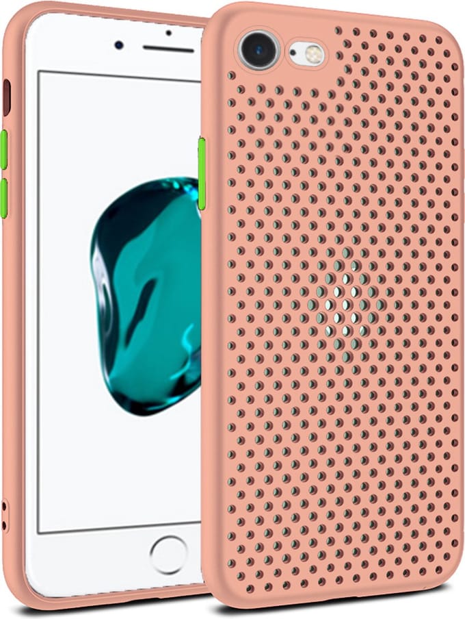 Smartphonica iPhone 7/8 Plus siliconen hoesje met gaatjes - Zalm geschikt voor Apple iPhone 7 Plus;Apple iPhone 8 Plus